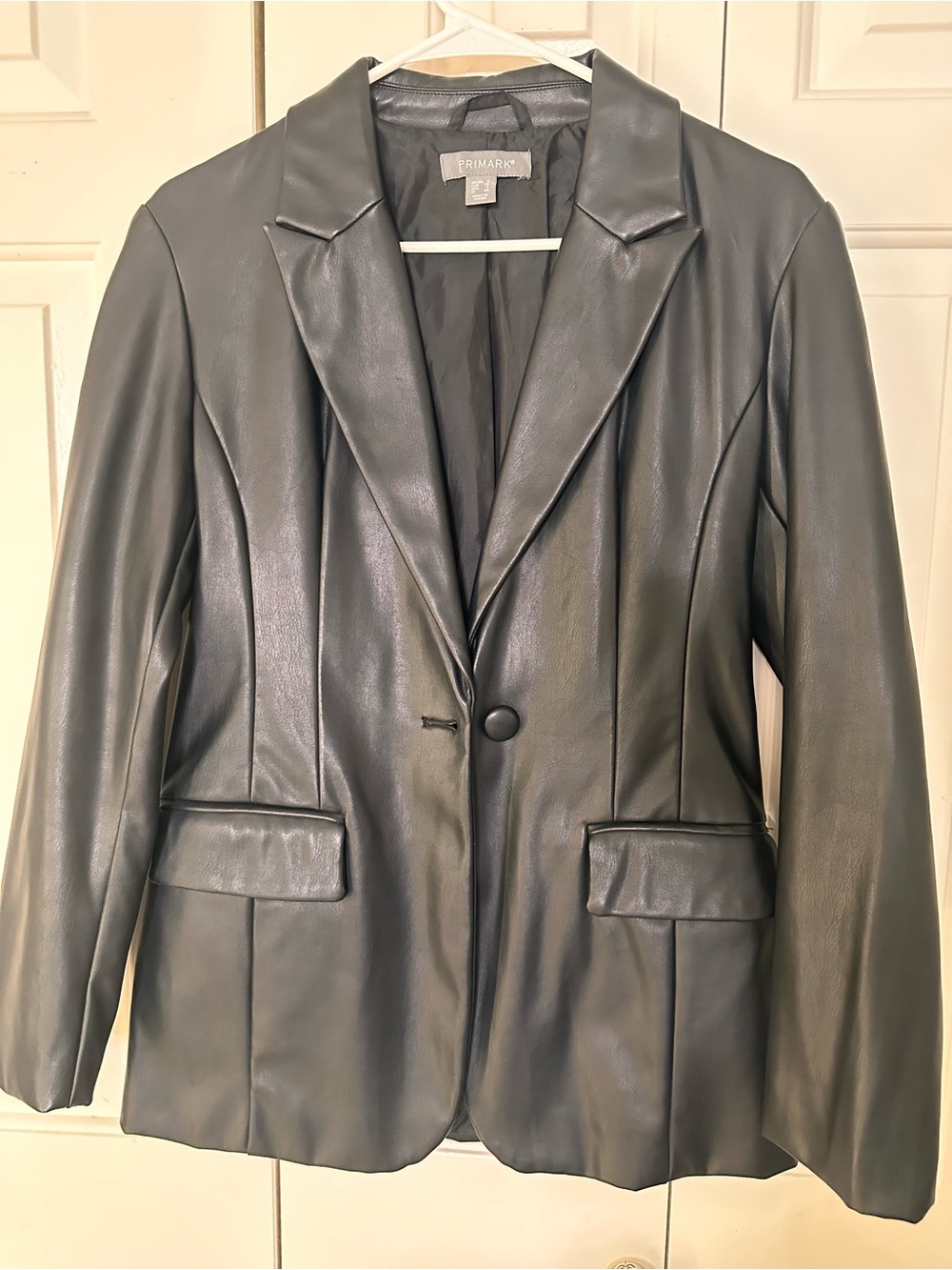 Primark Black Faux Leather Single-Button Blazer